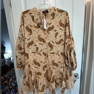 Aakaa Brown and Cream Paisley Dress